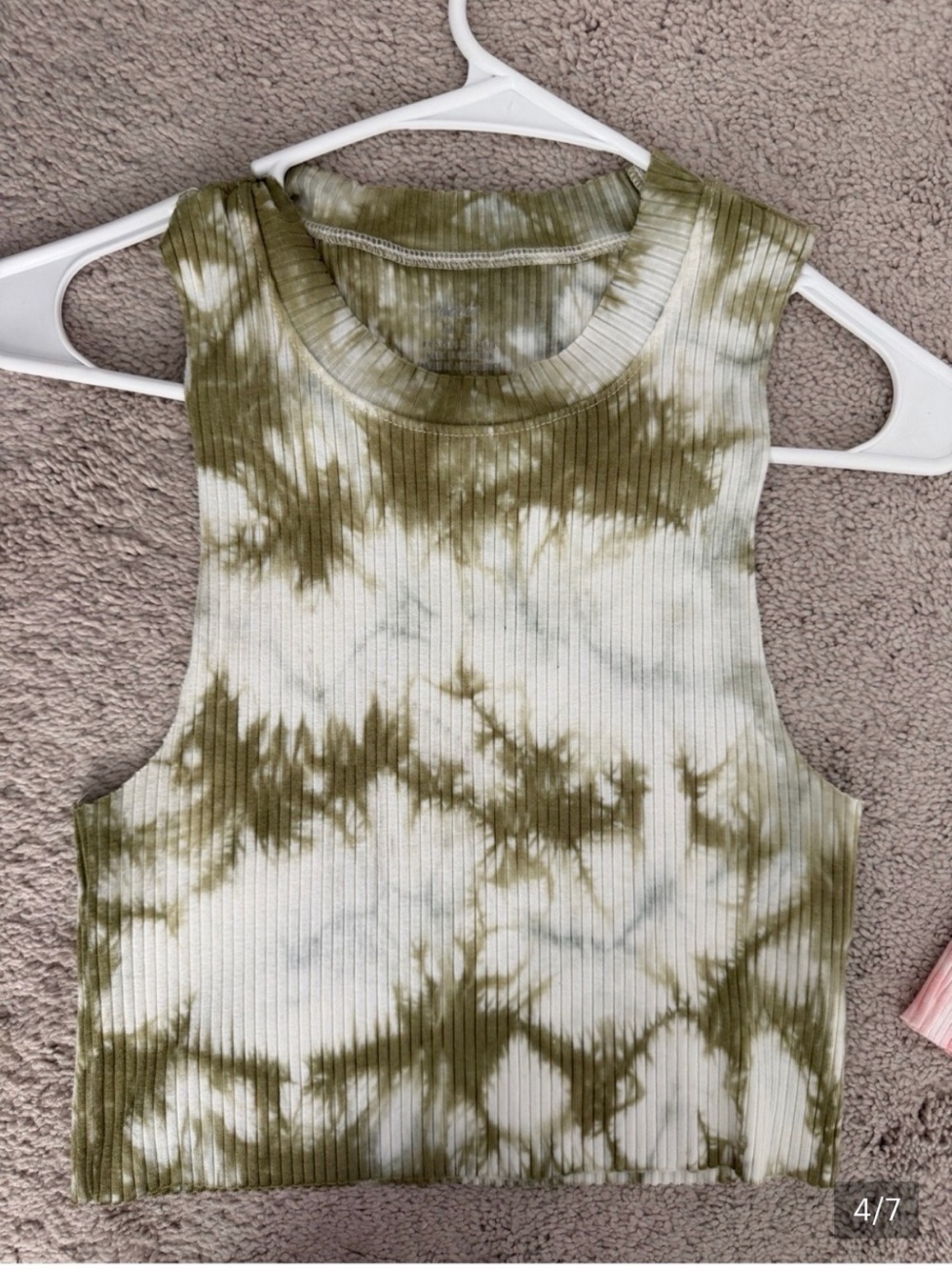 aerie Olive Tie-Dye Ribbed Tank
